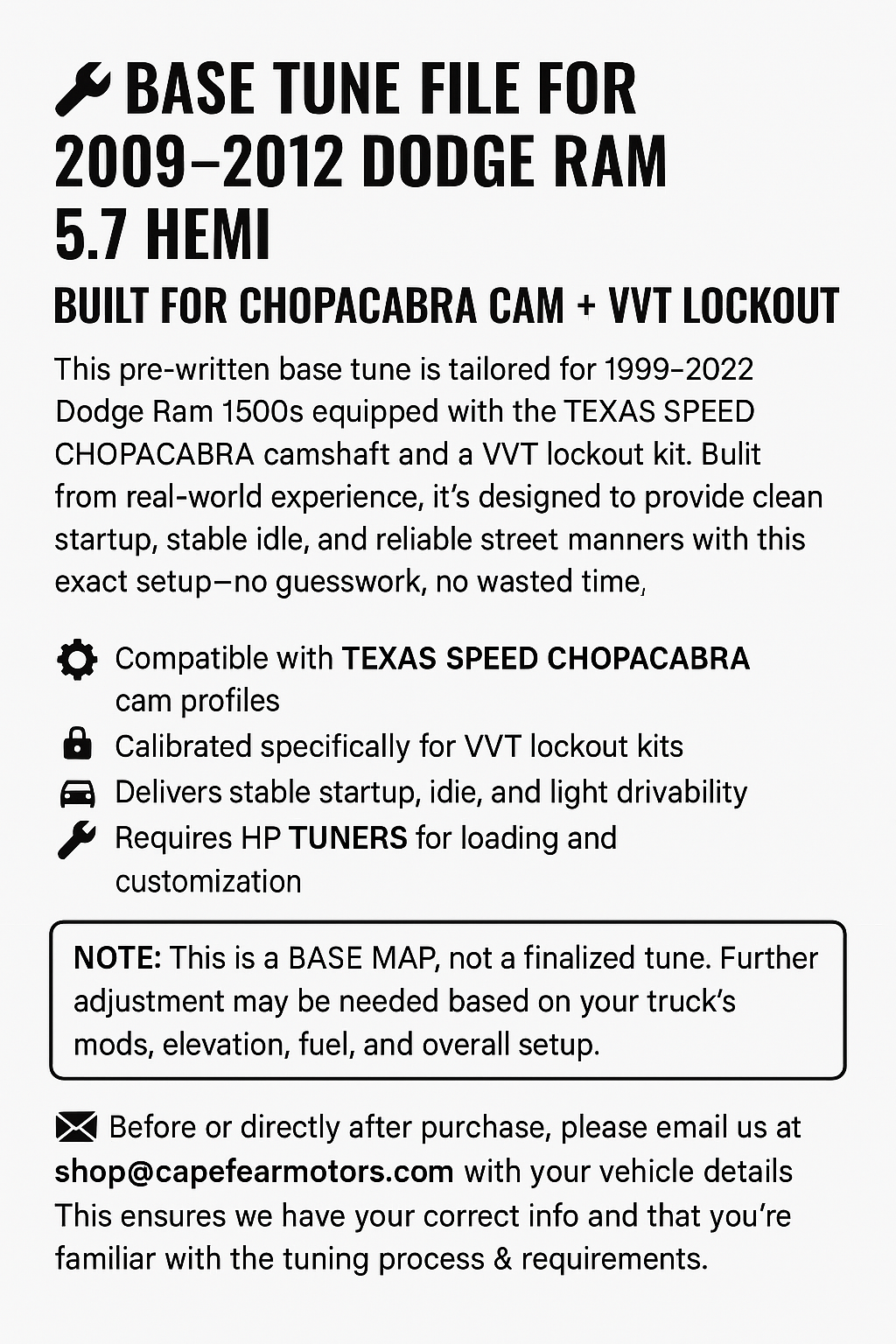 2009-2012 Dodge Ram Hemi Chopacabra and VVT Lockout Pre-Written Tune Files | HP Tuners, Pre-Built Tune Files | HP Tuners Required